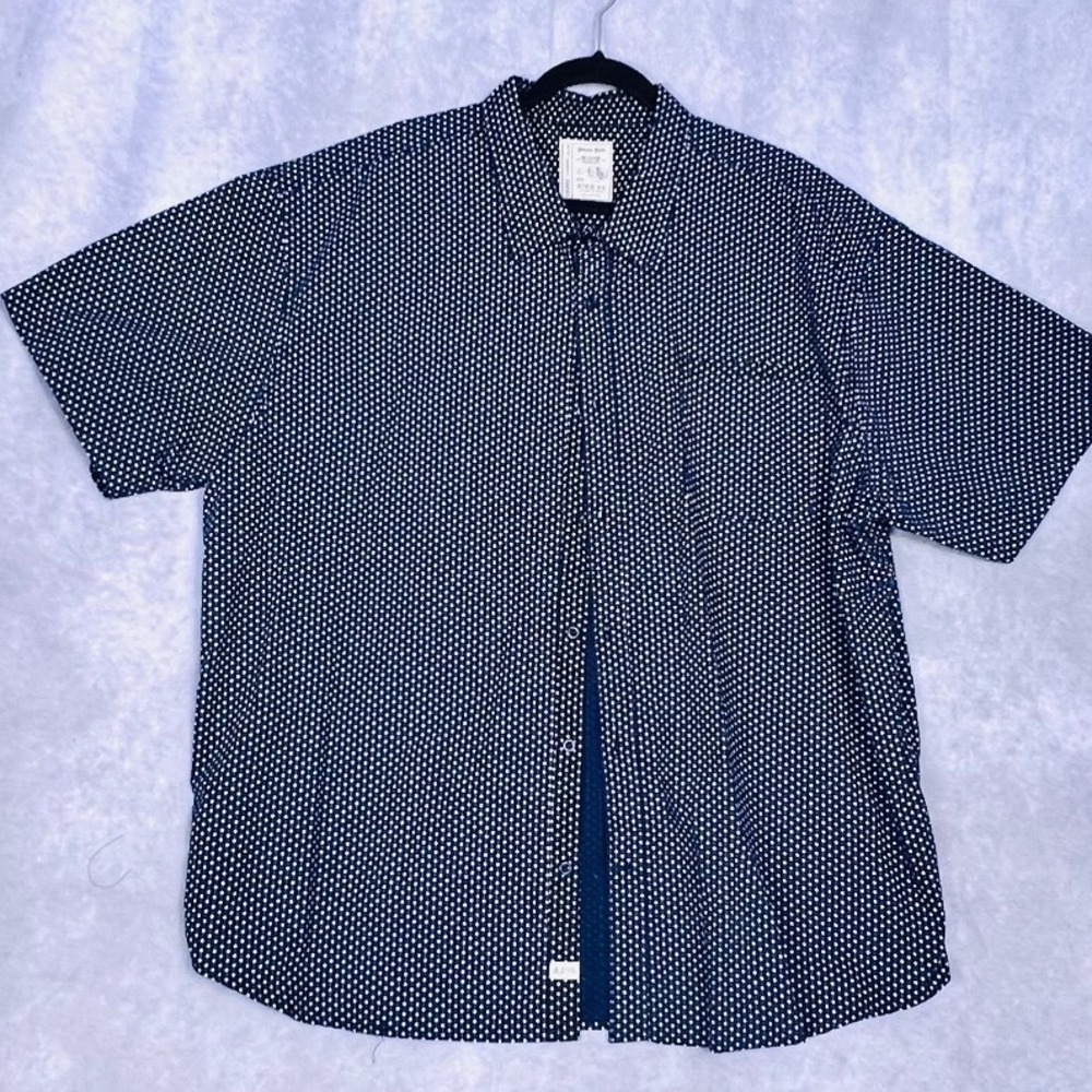 Alexander Julian Button Down Mens 4X Navy Blue Excellent Short Sleeve Geometric